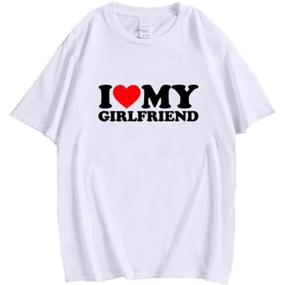 T-shirt I Love Boyfriend and Girlfriend Korte Mouwen S white