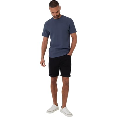 Threadbare Heren T-shirt met wafelpatroon, normale pasvorm (Denim Blauw)