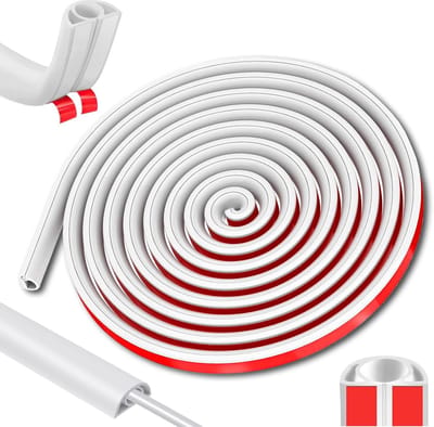 Dailygoods - 3 m zelfklevende kabelgoot, vloerkabelgoot, kleine flexibele kabelgoot, halfronde kabelafdekking, kabelkanaalbescherming voor draden op wandvloer, wit