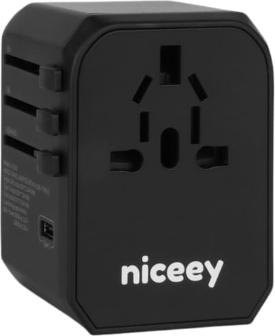 Niceey Universele Wereldstekker - Internationale Reisstekker - 2000 Watt - Amerika Europa Engeland Zuid-Afrika - 4 USB A en 1 USB C