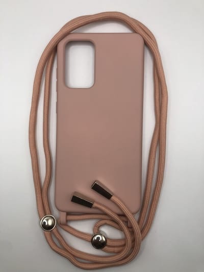Hoogwaardige Siliconen Backcover met Koord - Geschikt voor Samsung Galaxy A22 5G - Oudroze