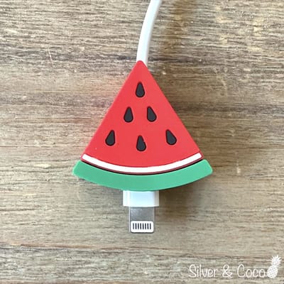 SilverAndCoco® - Kabeldiertjes / Kabelprotector / Kabelbeschermer Mobiele Telefoon Kabel Lader beschermer / Kabelbijter iPhone iPad Android oplader - Meloen / Watermeloen / Melon