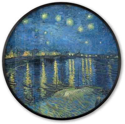 Poster in lijst Rond - Fotolijst 60x60 cm - Posters - De Sterrennacht - Vincent van Gogh - Ronde posterlijst zwart - Decoratie - Wanddecoratie woonkamer - Muurdecoratie slaapkamer