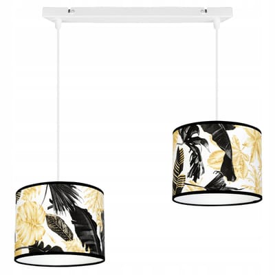 Light-Home GOLD FLOWERS - Hanglamp 2-Lichts - Stoffen Kap Goud Bloemen - Hoogte Verstelbaar