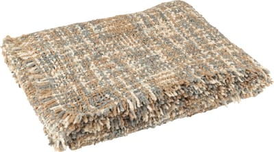 J-Line plaid Tweed - katoen - blauw/beige - 180 x 130 cm