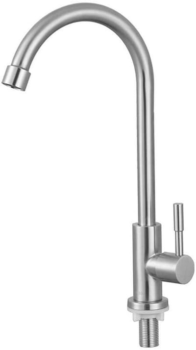 Dailygoods - Roestvrij stalen wastafelarmatuur, keukenkraan van roestvrij staal, 360° draaibaar, koudwaterkraan, spoelbakarmatuur, verticaal, voor spoelbakken, tuin (enige verkoudheid)