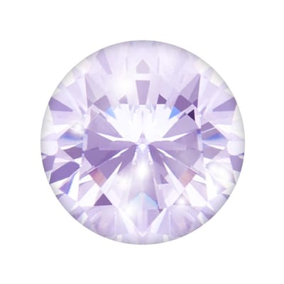 Quiges - Eligo Verwisselbaar Glas geslepen 12 mm Rond Zirkonia Paarse Gloed voor Zilveren Ring - 12 mm - ER12R005