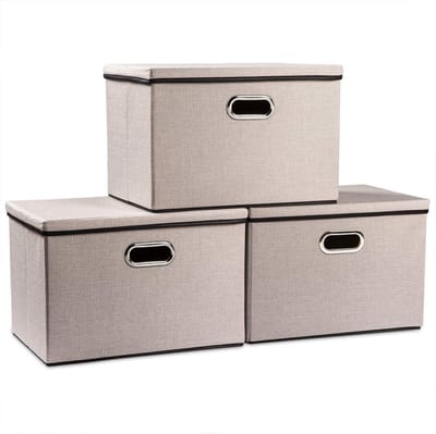 Unyqoos ® Faltbare Opbergboxen Set van 3 met Deksel voor Slaapkamer en Kantoor
