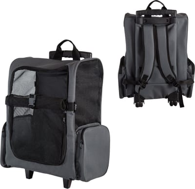HiPet® Hondenrugzak / Trolley met wieltjes (tot 10 kg) - Grijs