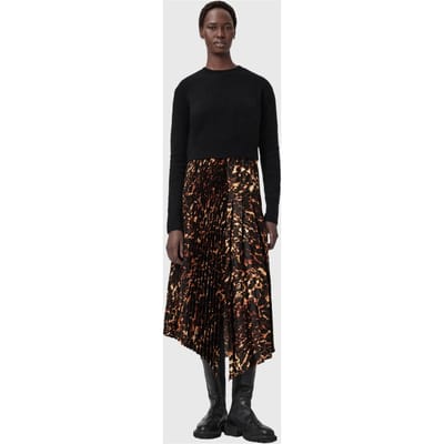 AllSaints Jax Pardus Dress Black/bitter Brown Taglia: XS | Maxi abiti Outlet | Donna | Marrone