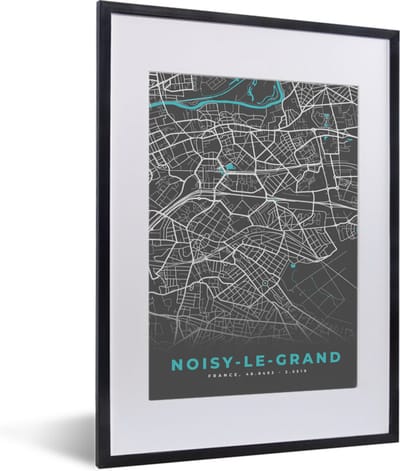 Fotolijst incl. Poster - Kaart – Stadskaart – Noisy-le-Grand - Plattegrond – Frankrijk - 30x40 cm - Posterlijst