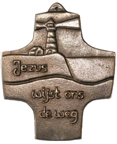 Kruis brons Jezus wijst weg