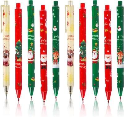 30 Stuks Kerstbalpennen en Gelpennen voor Kinderen, Herbruikbare Markers met Zwarte Inkt, Perfect voor School en Creatieve Projecten