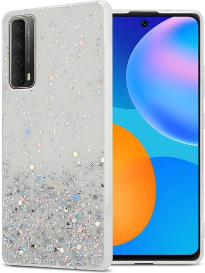 Cadorabo Hoesje geschikt voor Huawei P SMART 2021 in Transparant met Glitter - Beschermhoes van flexibel TPU silicone met fonkelende glitters Case Cover Etui
