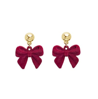 Strik/Bow Oorbellen - Rood | 2,4 x 3 cm | Bijoux/Fluweel | Fashion Favorite