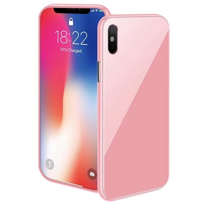 Magnetische case met gekleurd achter glas Geschikt voor de iPhone XS Max -roze
