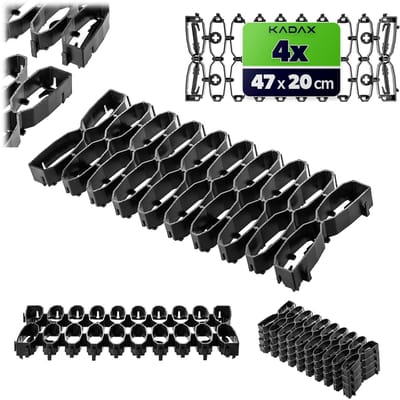 KADAX gazonroosters voor robotmaaiers, 47 x 20 cm, 4 stuks, gazonroosters ter bescherming tegen beschadiging door robotmaaiers, kunststof gazonroosters (zwart)