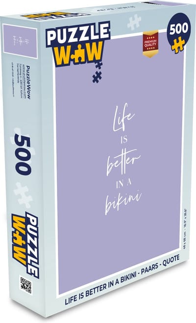 Puzzel Life is better in a bikini - Paars - Quote - Legpuzzel - Puzzel 500 stukjes