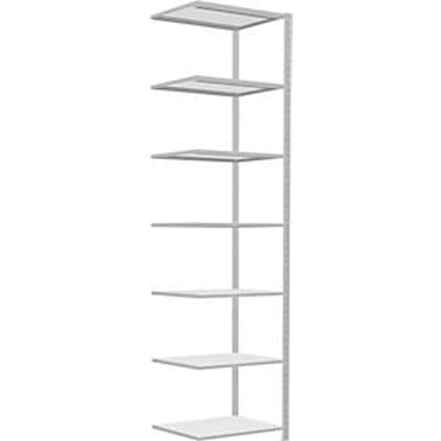 Schulte Lagertechnik MultiPlus250 rekkensysteem zonder schroeven, aanbouwrek, 7 legborden, dwarsverbindingen, B 750 x D 600 x H 3000 mm, lichtgrijs RAL 7035