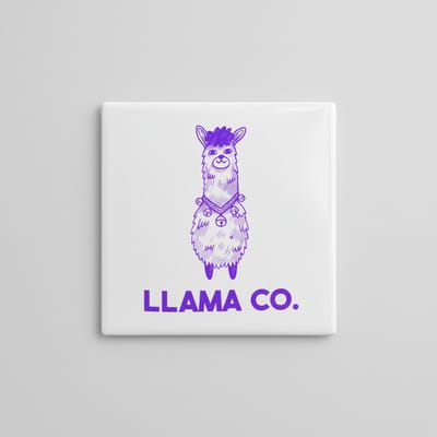 Keramische Tegel “Llama Co.” met Schattige Lama Illustratie – Moderne Dieren Wanddecoratie – 15 x 15 cm