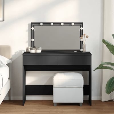 Kaptafel - met spiegel en verlichting - Make up tafel - Make up - Toilettafel - Met lades - Zwart