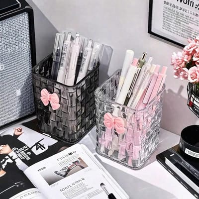 1 pièce Porte-stylo de bureau, Organisateur de bureau en acrylique transparent - Porte-stylo et boîte de rangement pour les nécessités quotidiennes pour les bureaux et les dortoirs Transparent multicolore