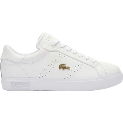 Lacoste Dames/Dames Powercourt 2.0 Leren Trainers (Wit/Goud)