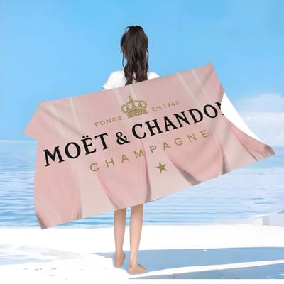Frans Champagnemerk Moet & Chandon Grote Microvezel Strandlakens Sneldrogende Handdoeken Zwembad Handdoek Voor Reizen Zwembad Yoga W45*H90(CM)