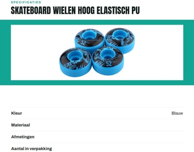 Dailygoods- Skateboard Wielen Hoog Elastisch PU 52mm x 30mm - 4 Stuks - Duurzaam - Geschikt voor Ruwe Gronden - Hardheid SHR-100A - Compact Ontwerp - Longboardwielen