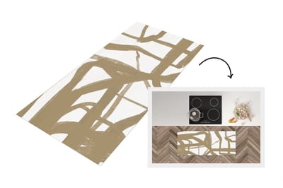 Keukenloper - Loper keuken - Kunst - Bruin - Wit - 120x50 cm - Keukenloper vinyl