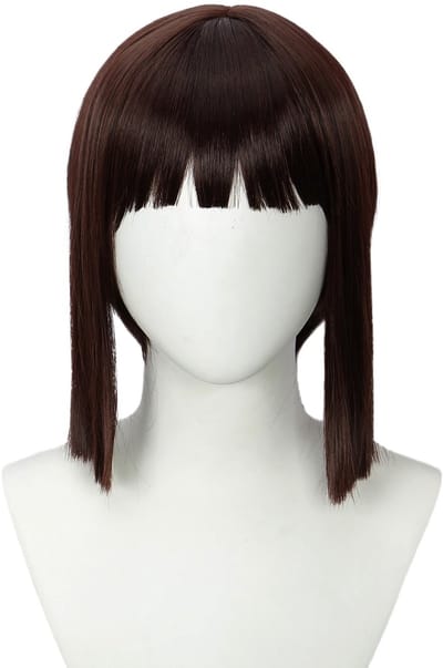 Dailygoods- Pruik korte rechte donkerbruin - Halloween kostuum - unisex - synthetisch - hittebestendig - 35 cm lengte - Cosplay Pruik