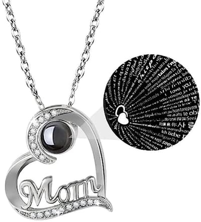 Allecto - Hartketting voor Moederdag - I Love You in 100 Talen - Romantisch Sieraad - Zilver - Dainty Geschenk voor Mama en Oma - Elegant & Persoon...