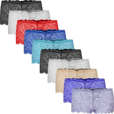 10-Pack Dames Kanten Shorts - Zacht - Boxershorts - Boxers Maat XL 8043