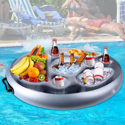 Opblaasbare bekerhouder, 2-in-1 en snack bar, zwembad, flessenhouder, drijvend pvc, opblaasbare flessenhouder, drijvend zomerzwembadfeest