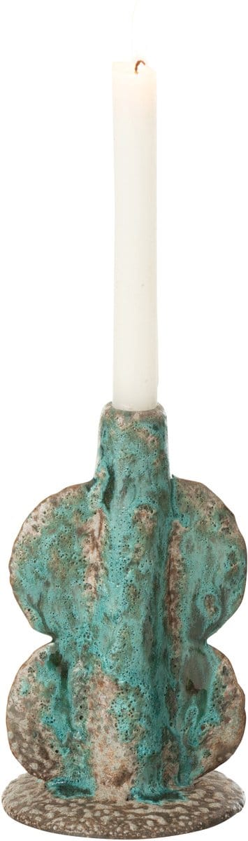 J-Line vaas Naga Smal - keramiek - azuur/bruin - 20 cm hoog