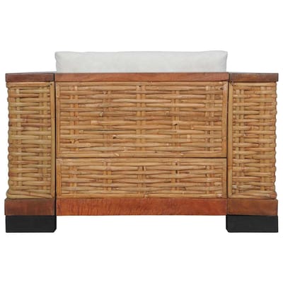 vidaXL - Fauteuil - met - kussens - natuurlijk - rattan - bruin