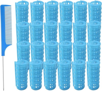 Haarrollers Set - Krulspelden - Zonder Hitte Krullen - Zelfklevend - 24 Stuks - Lichtblauw