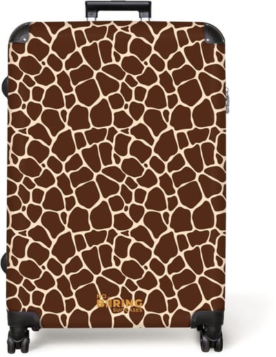 NoBoringSuitcases.com® - Koffer groot - Reiskoffer lichtgewicht - Donkerbruin giraffepatroon met beige aders - Rolkoffer met 4 wielen - Grote trolley XL - 98 liter bagage