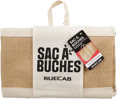 Houten zak - Houthouder - Haardhout opslag - Versterkte bodem - 61x31x37 cm - Natuurlijk jute
