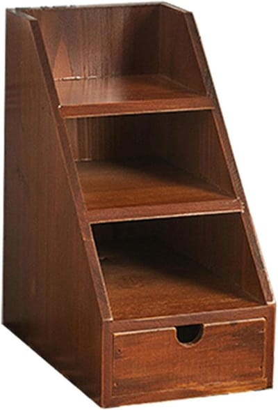 Bureau-organizer, stijlvolle houten opbergoplossing voor kantoor-, thuis- en schoolspullen, opbergrek voor op tafel, schrijfgerei-etui