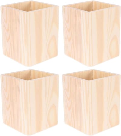 Houten opbergdozen set van 4, multifunctionele pennenhouder voor kantoor, bureau-organizer en schrijfmateriaal