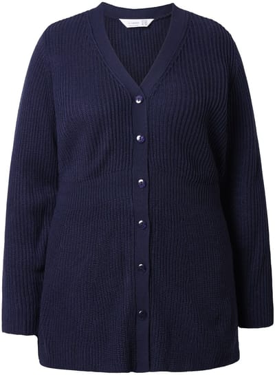 MIAMODA - Dames - Vest A-lijn schootje lange mouwen - Donkerblauw - Maat 46+
