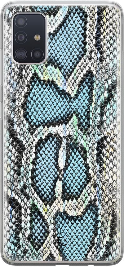 Hoesje geschikt voor Samsung Galaxy A51 - Slangenprint - Soft Case - TPU - Slangenprint - Blauw - ELLECHIQ