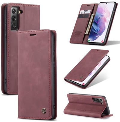 CaseMe - Hoesje geschikt voor Samsung Galaxy S21 Plus -Wallet Book Case - Magneetsluiting - Donker Rood