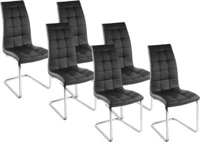 Vente-unique Set van 6 stoelen NADYA - Kunstleer - Zwart