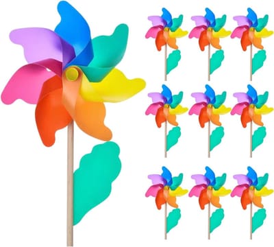 Kleurrijke Windmolens - Plastic Pinwheels - Tuin Decoratie - Levendige Bloemblaadjes - 10 Stuks - Veelkleurig