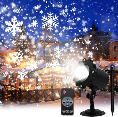 Op Afstand Bedienbare Projectielamp Voor Buiten – Snowflake Lichtprojector Met IP65 Waterdicht, 360° Verstelbaar Voor Feestdecoraties Binnen En Buiten – Wit Licht