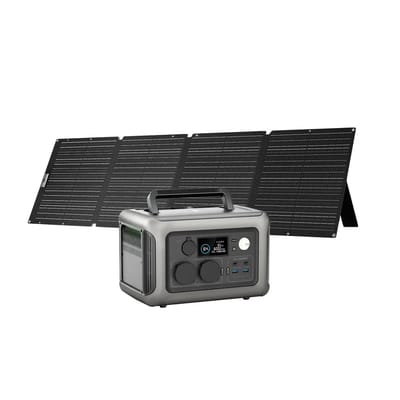 ALLPOWERS R600 Draagbaar Energiestation 600W 299Wh LiFeP04 Accu - R600-Zwart + SE200 200W IP68 Zonnepaneel
