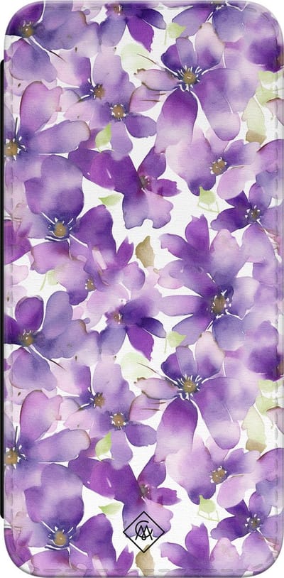 Casimoda® bookcase - Geschikt voor Samsung Galaxy A55 - Hoesje met pasjeshouder - Floral Violet - Paars - Kunstleer