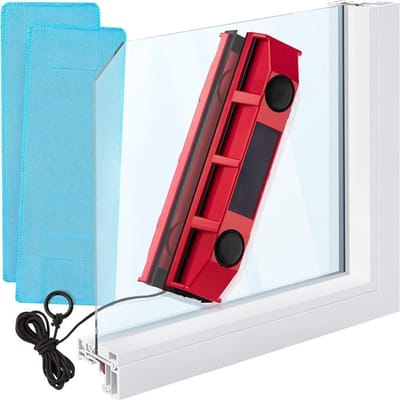 TIM® Magnetische Ramenwasser - Magnetische Raamwisser Voor Dubbel Glas - Ruitenreiniger – Glasreiniger – Vensterborstel – Rood - 24cm x 5cm x 8cm; 0.5 kg
